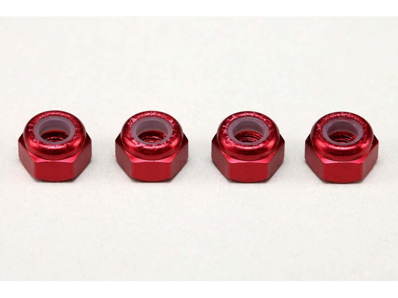 Yokomo ZC-N3AR - Aluminium Nylon Lock Nut M3 / Red (4pcs)