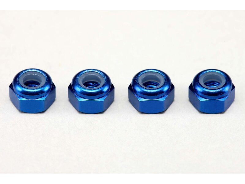 Yokomo ZC-N3ABL - Aluminium Nylon Lock Nut M3 / Blue (4pcs)