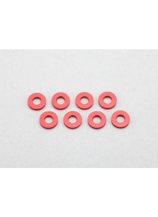 Yokomo Aluminium Shim φ2.5mm x φ5.0mm x 1.0mm - Red (8pcs)