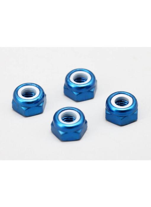 Yokomo Aluminium Lock Nut Thin 3mm - Blue (4pcs)