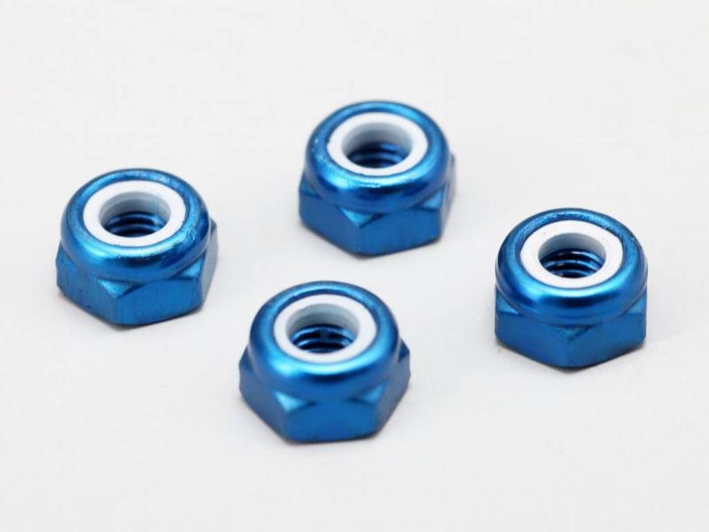 Yokomo ZC-N3ABB - Aluminium Lock Nut Thin 3mm - Blue (4pcs)