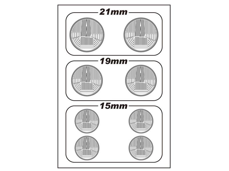 WRAP-UP Next 0010-01 - REAL 3D Head Light Decal Circle Type-A (15/19/21mm) with Mask Sheet