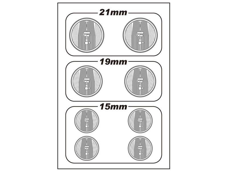 WRAP-UP Next 0010-03 - REAL 3D Head Light Decal Circle Type-B (15/19/21mm) with Mask Sheet