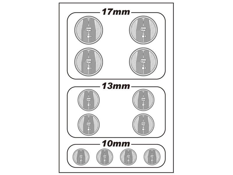 WRAP-UP Next 0010-04 - REAL 3D Head Light Decal Circle Type-B (10/13/17mm) with Mask Sheet