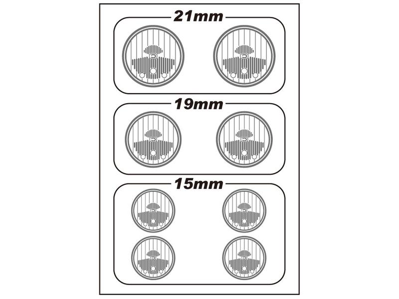 WRAP-UP Next 0010-05 - REAL 3D Head Light Decal Circle Type-C (15/19/21mm) with Mask Sheet