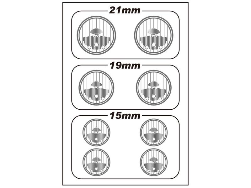 WRAP-UP Next 0010-05 - REAL 3D Head Light Decal Circle Type-C (15/19/21mm) with Mask Sheet