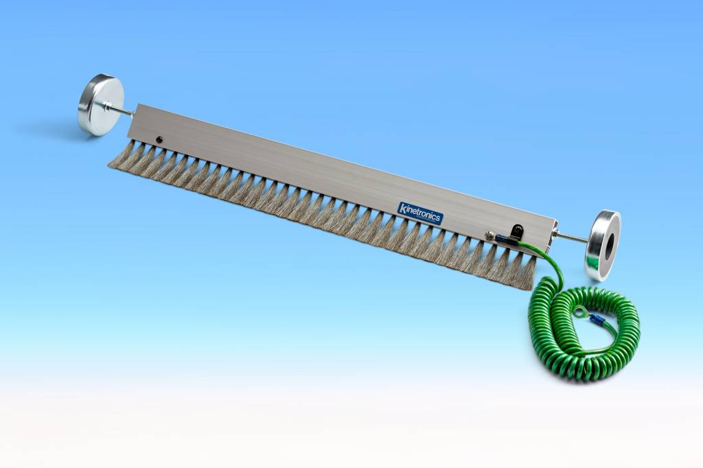 Antistatic brush for foils, paper and laminators