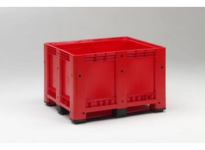 Palletbox 610 liter op 3 versterkte sleden, rood