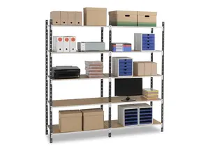 Legbordstelling 200cm hoog, 700cm breed, 5 niveaus, 70cm diep