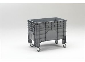 Grootvolume bak 200 liter op 4 wielen, grijs