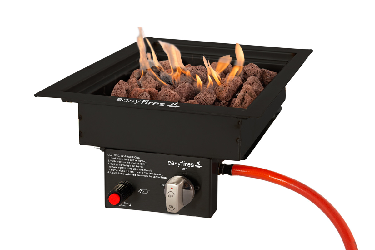 Easy Fires inbouwbrander vierkant zwart 30x30cm. afbeelding