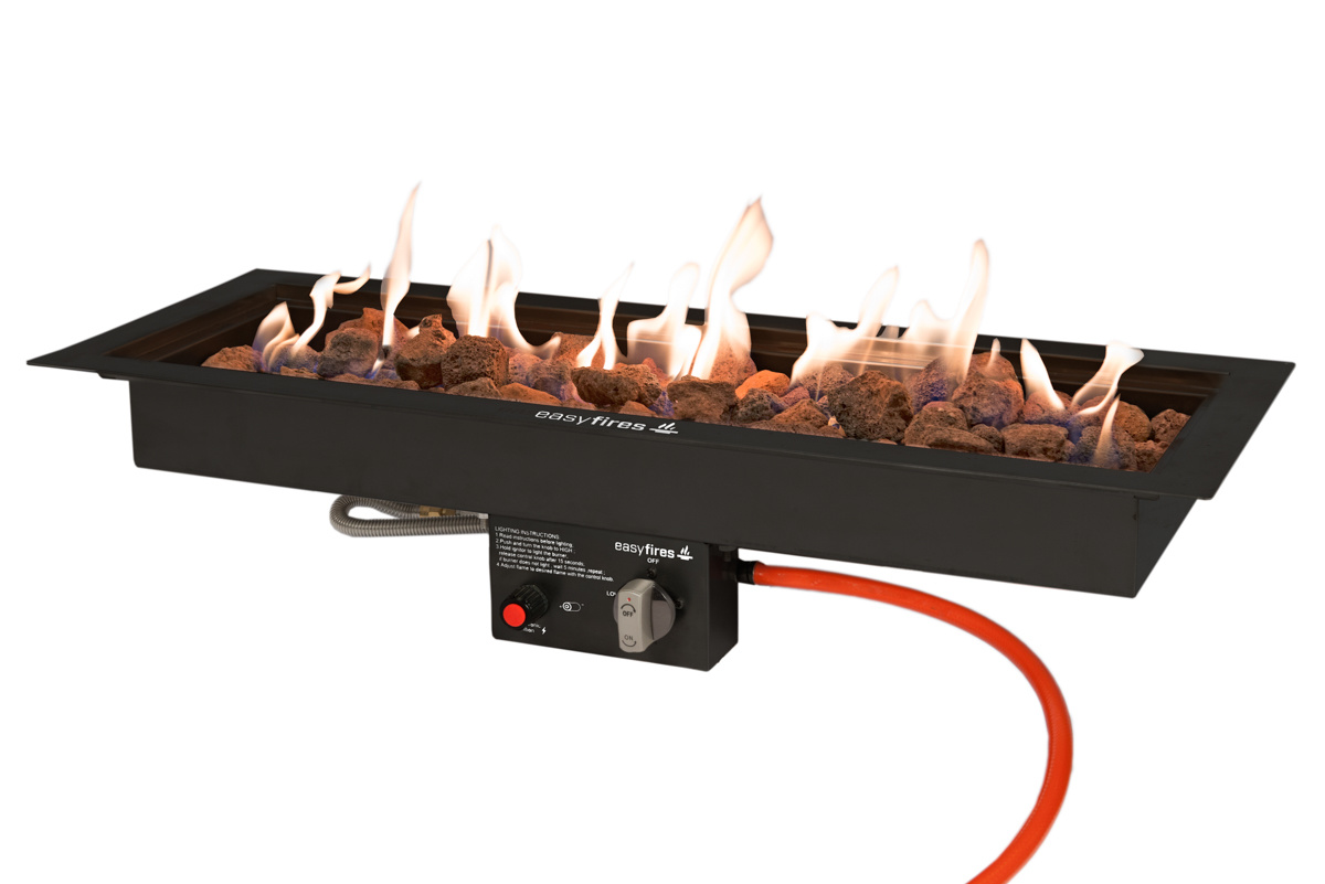 Easy Fires inbouwbrander rechthoek zwart 76x26cm. afbeelding