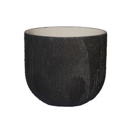 Ficonstone bloempot Cody Burned black 35x31cm. op=op