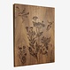 Wandpaneel donker noten met botanische print 57x40cm.