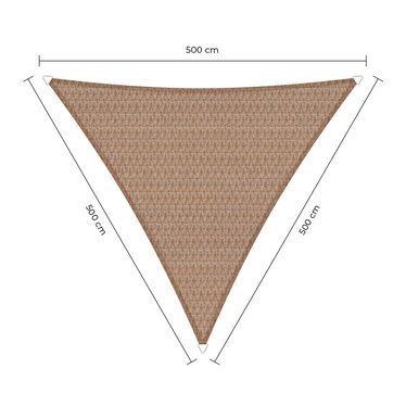 Sunfighter schaduwdoek driehoek zand 5x5x5m.