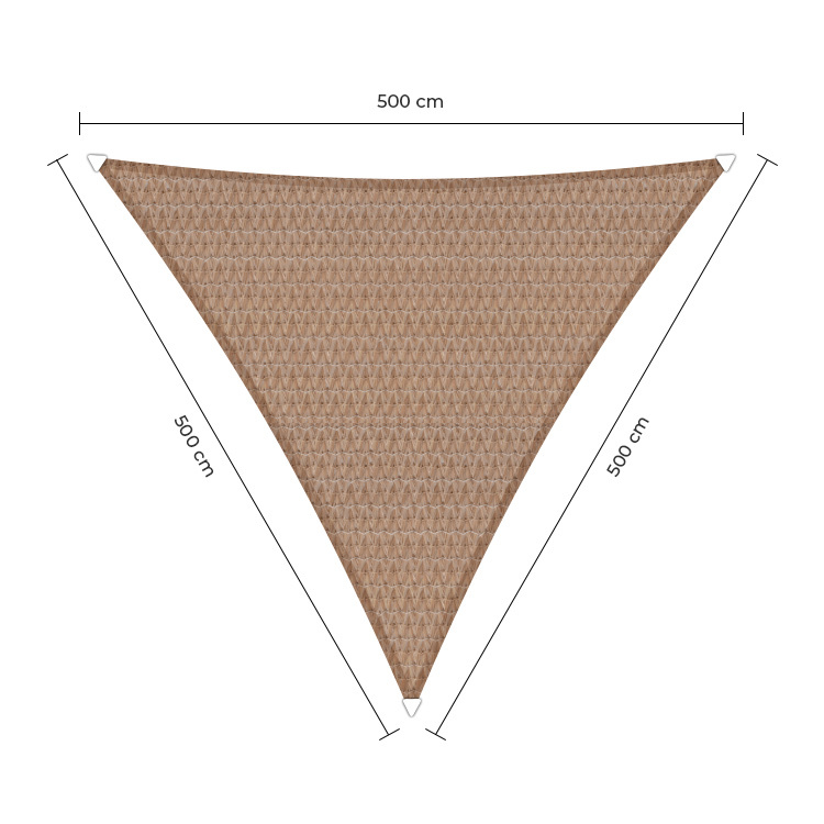 Sunfighter schaduwdoek driehoek zand 5x5x5m.