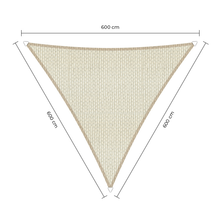 Sunfighter schaduwdoek driehoek ivoor 6x6x6m. afbeelding