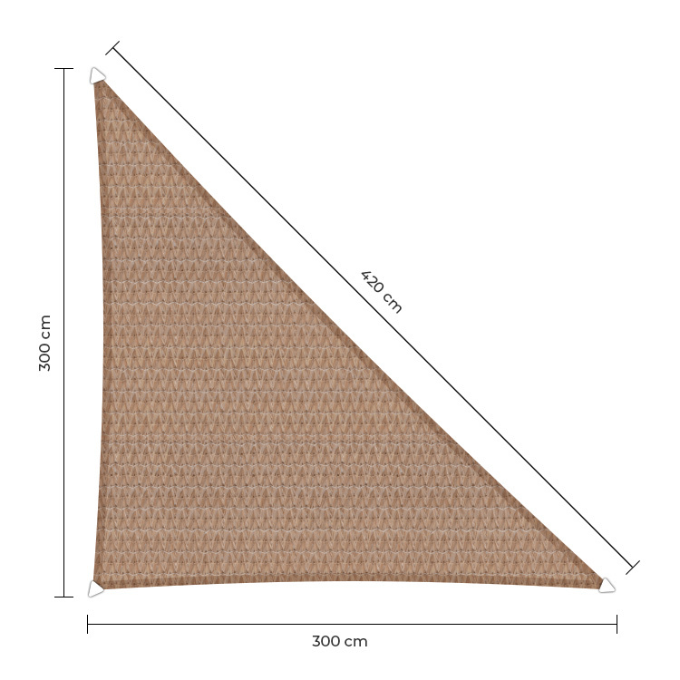 Sunfighter schaduwdoek langhoek zand 3x3x4.2m.