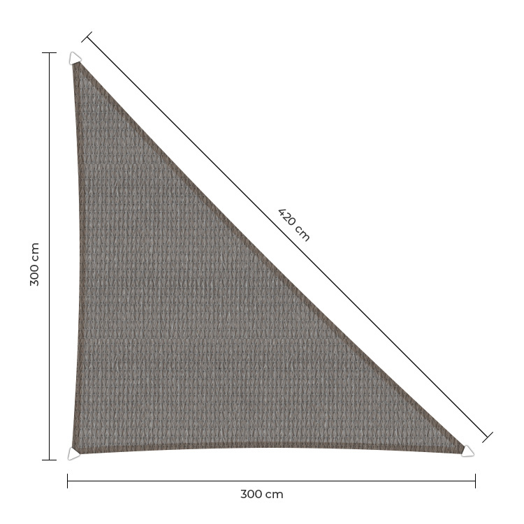 Sunfighter schaduwSunfighter schaduwdoek langhoek grijs 3x3x4.2m.doek langhoek grijs 3.0x3.0x4.2m. afbeelding
