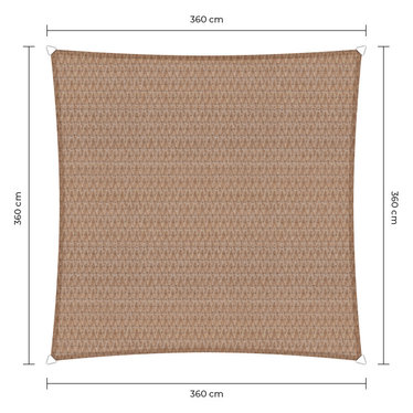 Sunfighter schaduwdoek vierkant zand 3.6x3.6m.