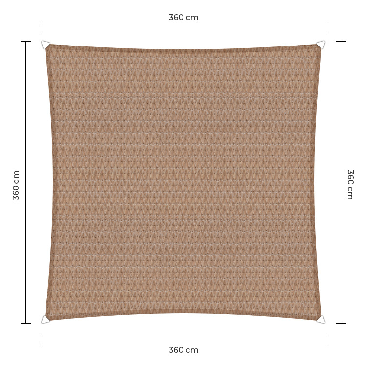 Sunfighter schaduwdoek vierkant zand 3.6x3.6m.