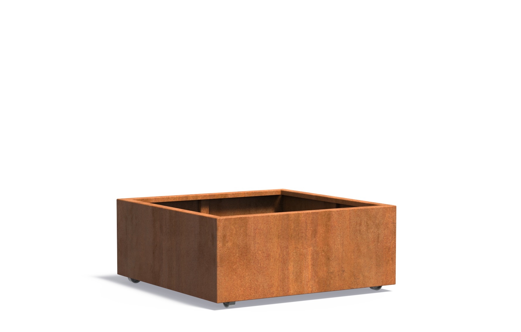 Cortenstaal plantenbak CARREZ met wielen 100x100x40cm. afbeelding