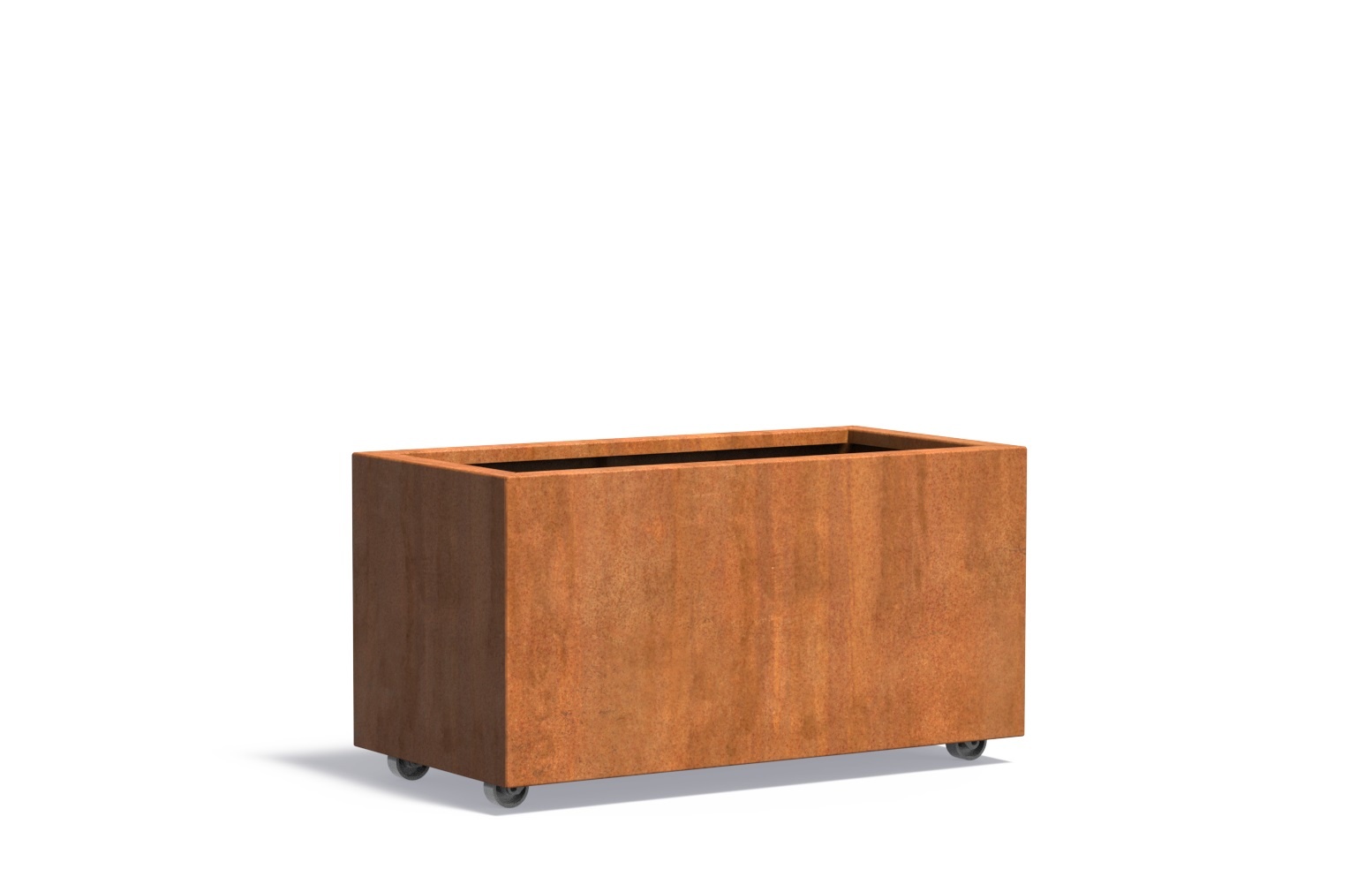 Cortenstaal plantenbak CARREZ met wielen 100x50x50cm. afbeelding