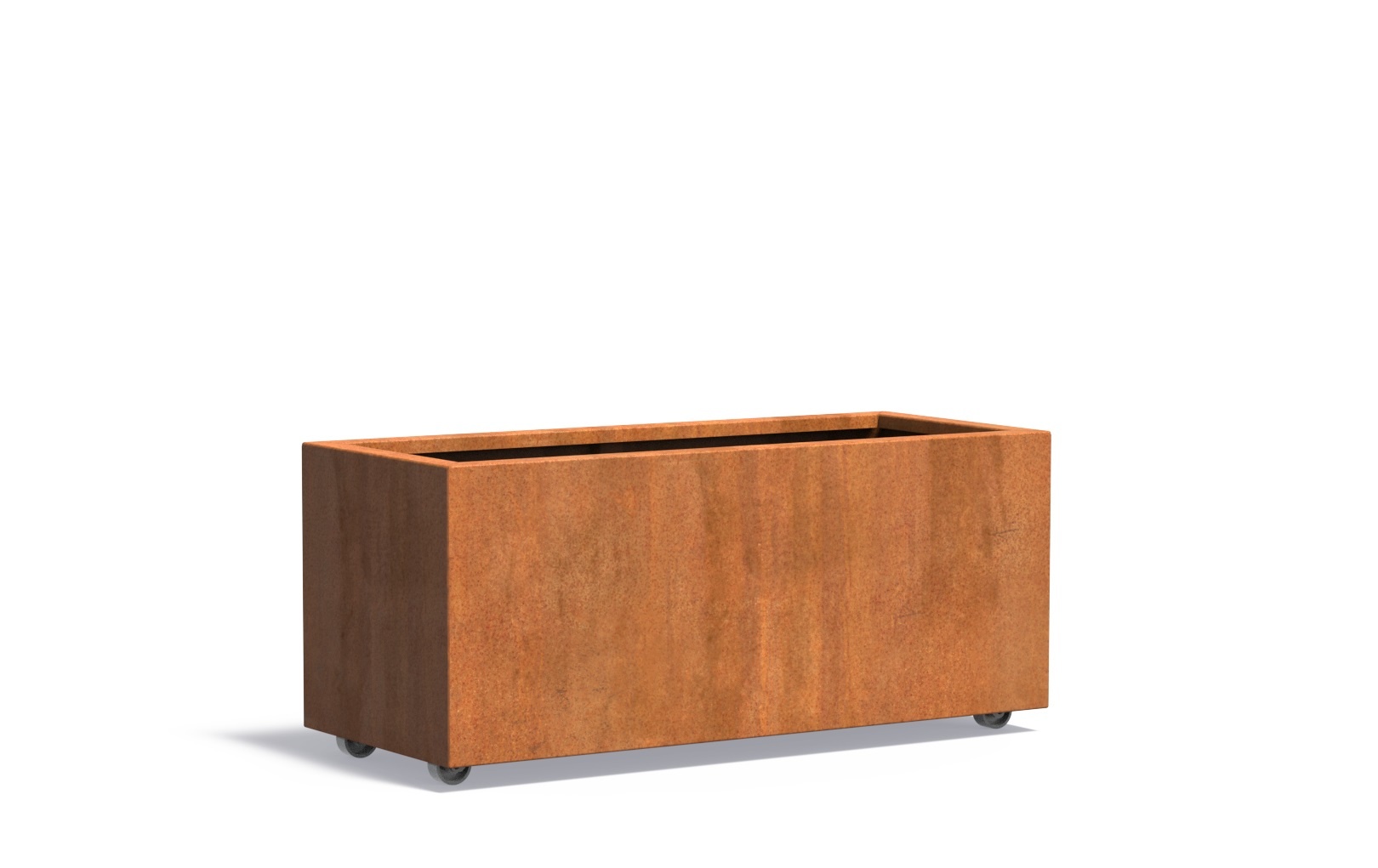Cortenstaal plantenbak CARREZ met wielen 120x50x50cm. afbeelding