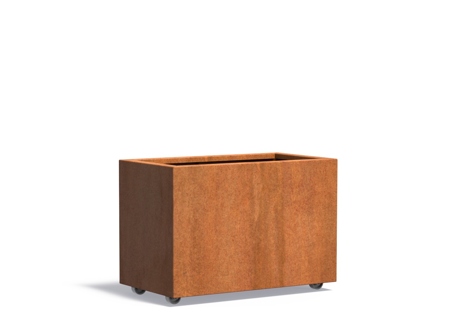 Cortenstaal plantenbak CARREZ met wielen 90x50x60cm. afbeelding