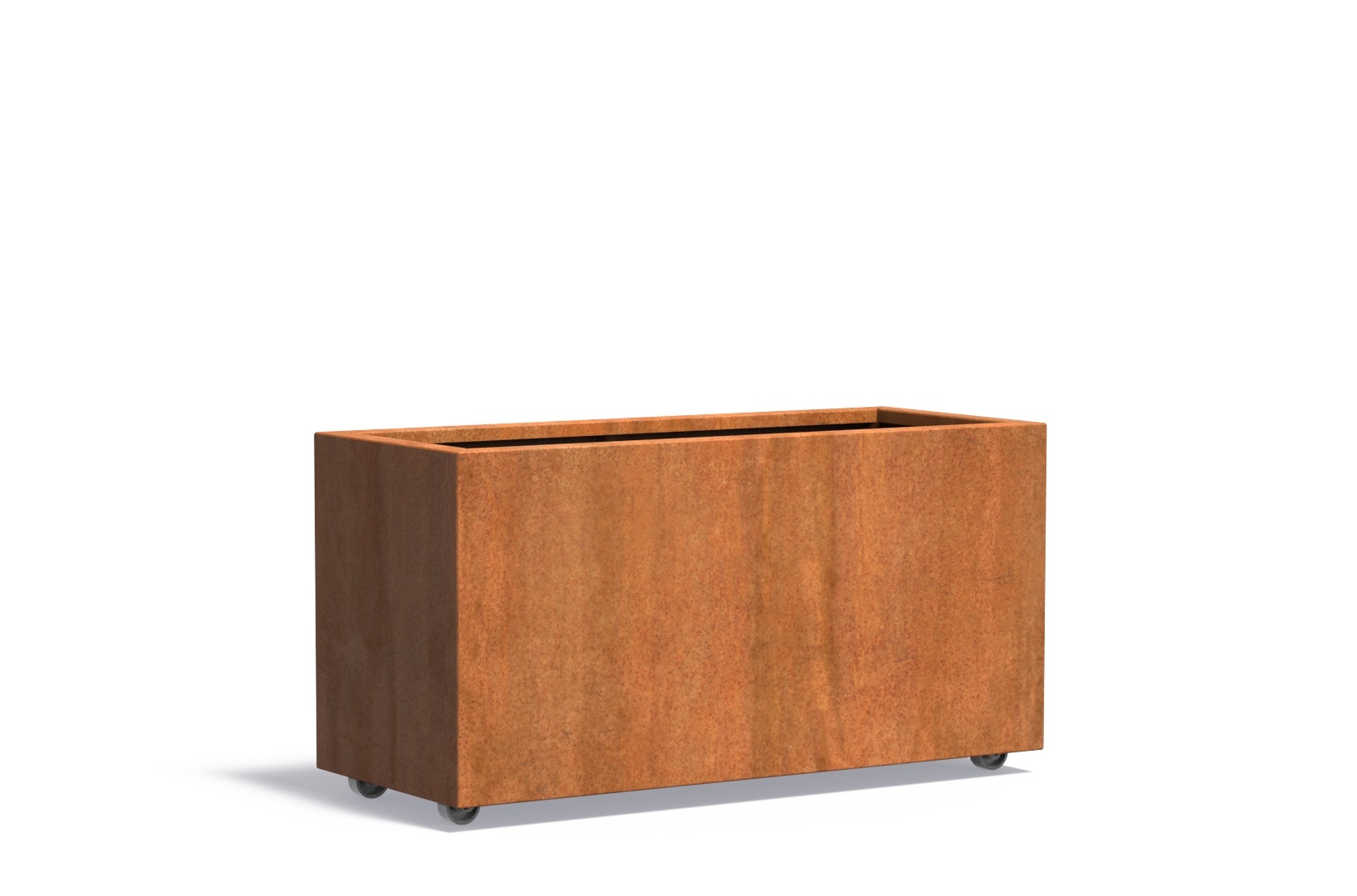 Cortenstaal plantenbak CARREZ met wielen 120x50x60cm. afbeelding