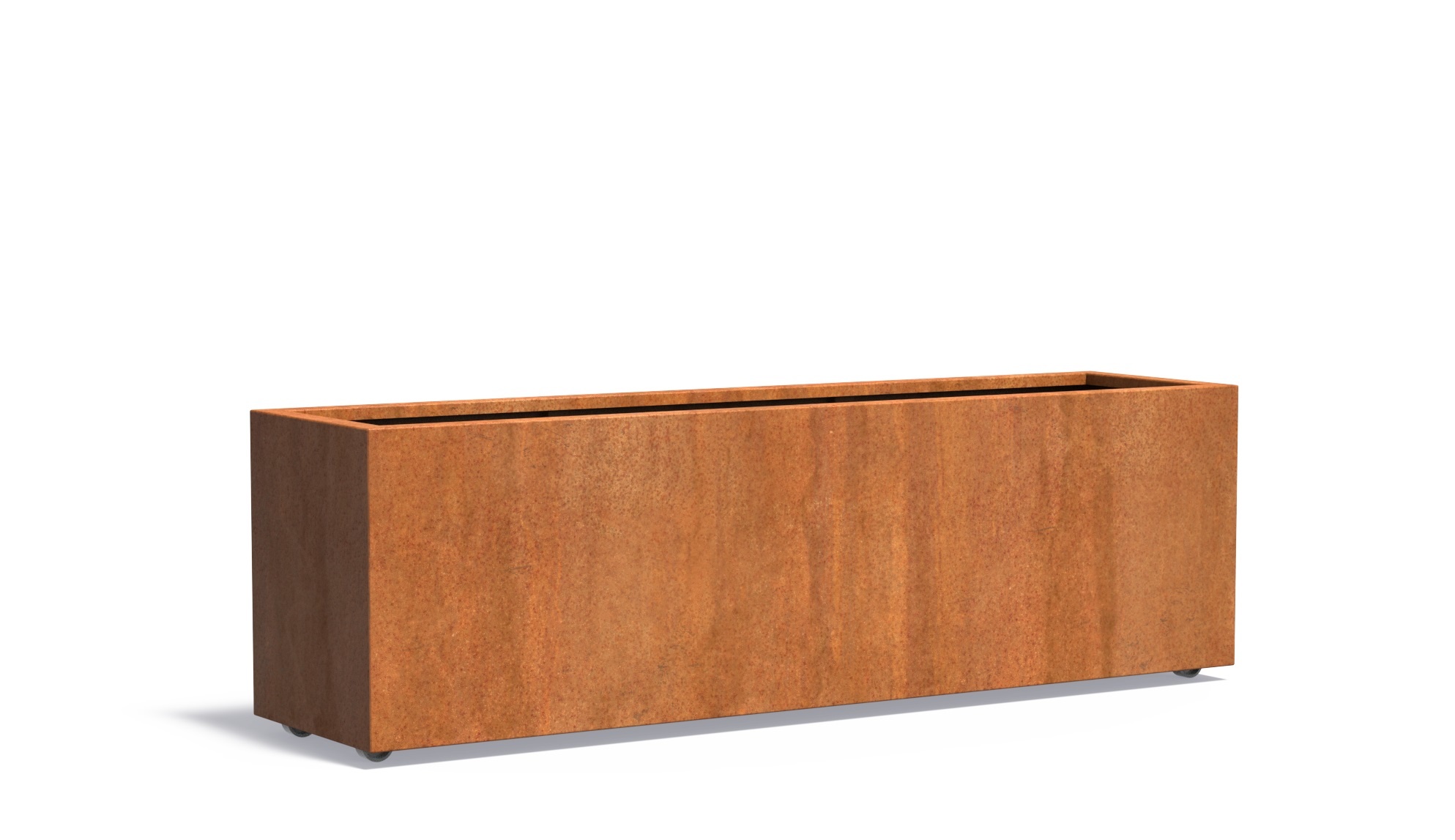 Cortenstaal plantenbak CARREZ met wielen 200x50x60cm. afbeelding