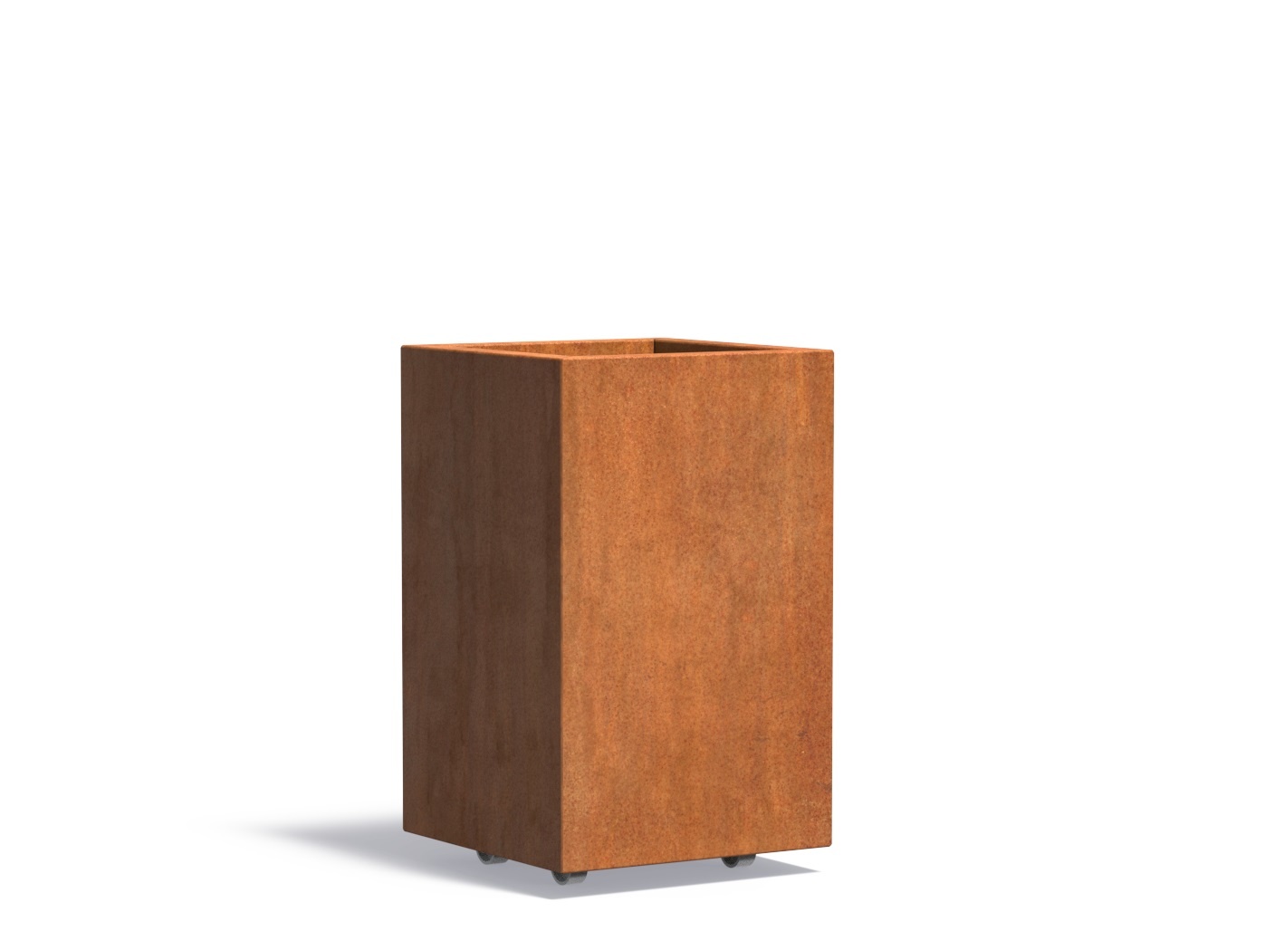 Cortenstaal plantenbak CARREZ met wielen 50x50x80cm. afbeelding