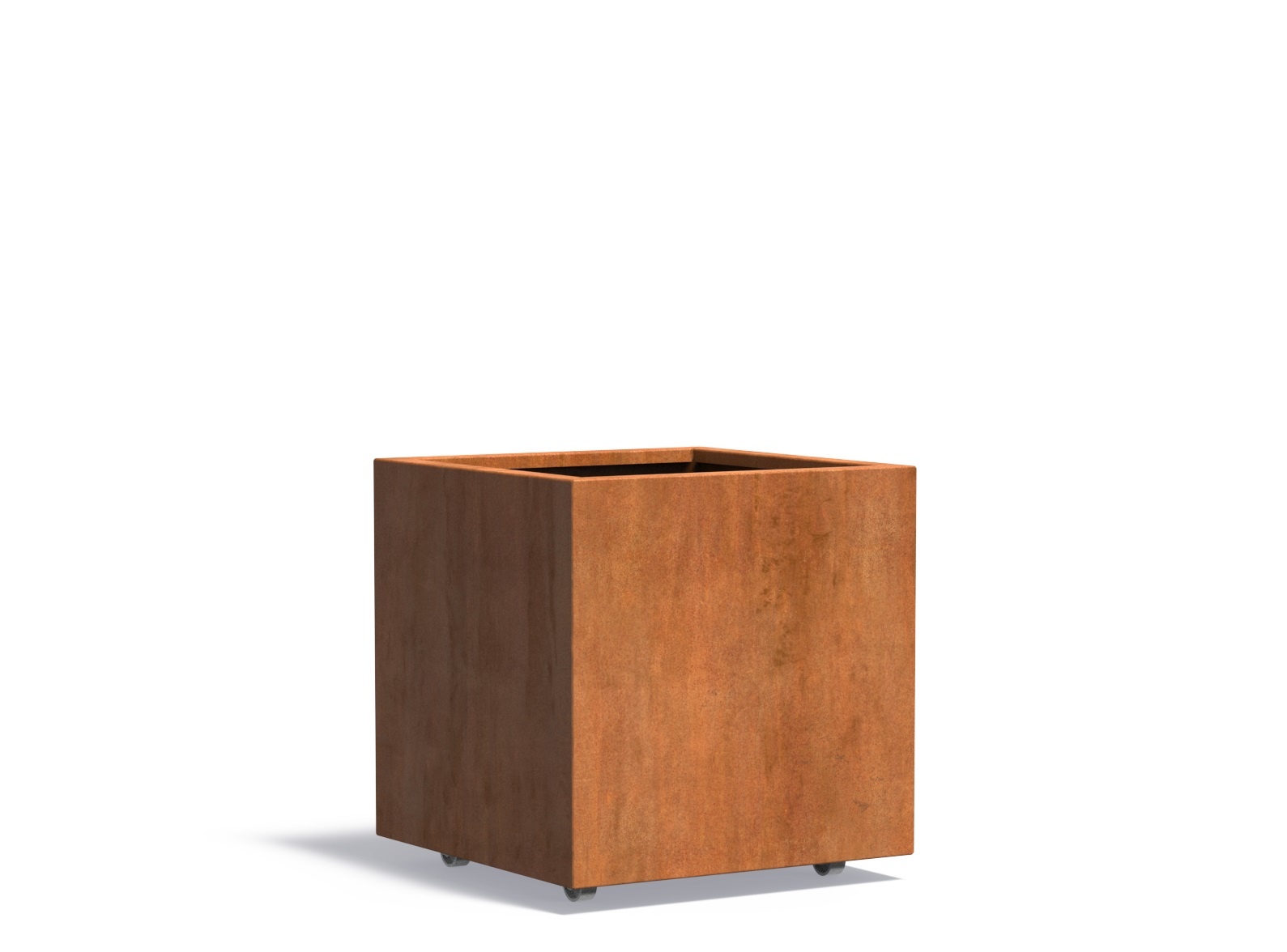 Cortenstaal plantenbak CARREZ met wielen 70x70x70cm. afbeelding