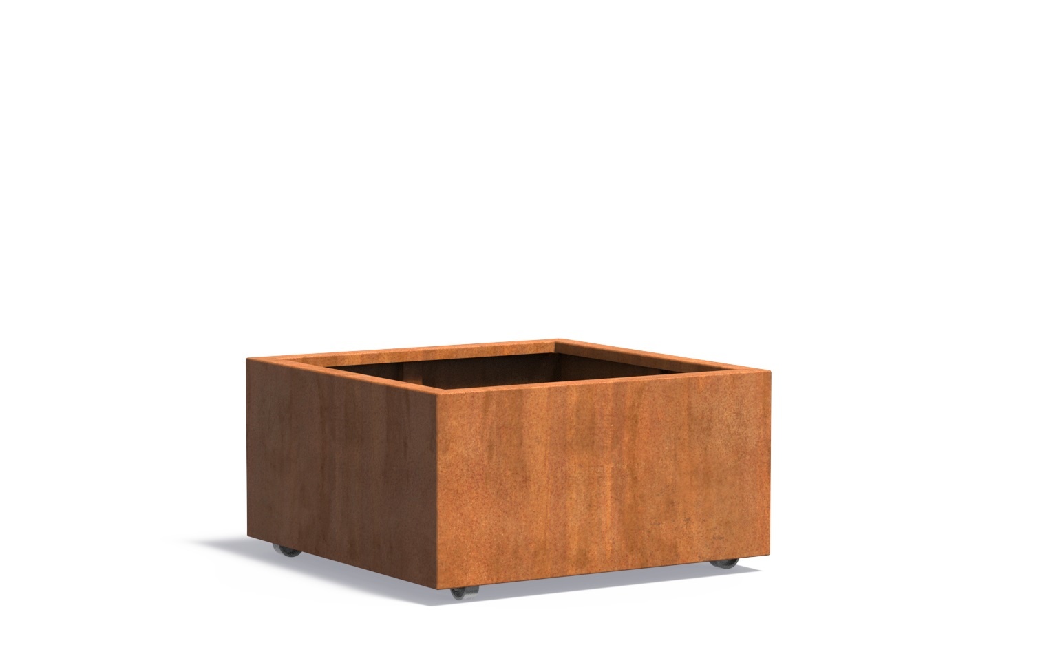 Cortenstaal plantenbak CARREZ met wielen 80x80x40cm. afbeelding