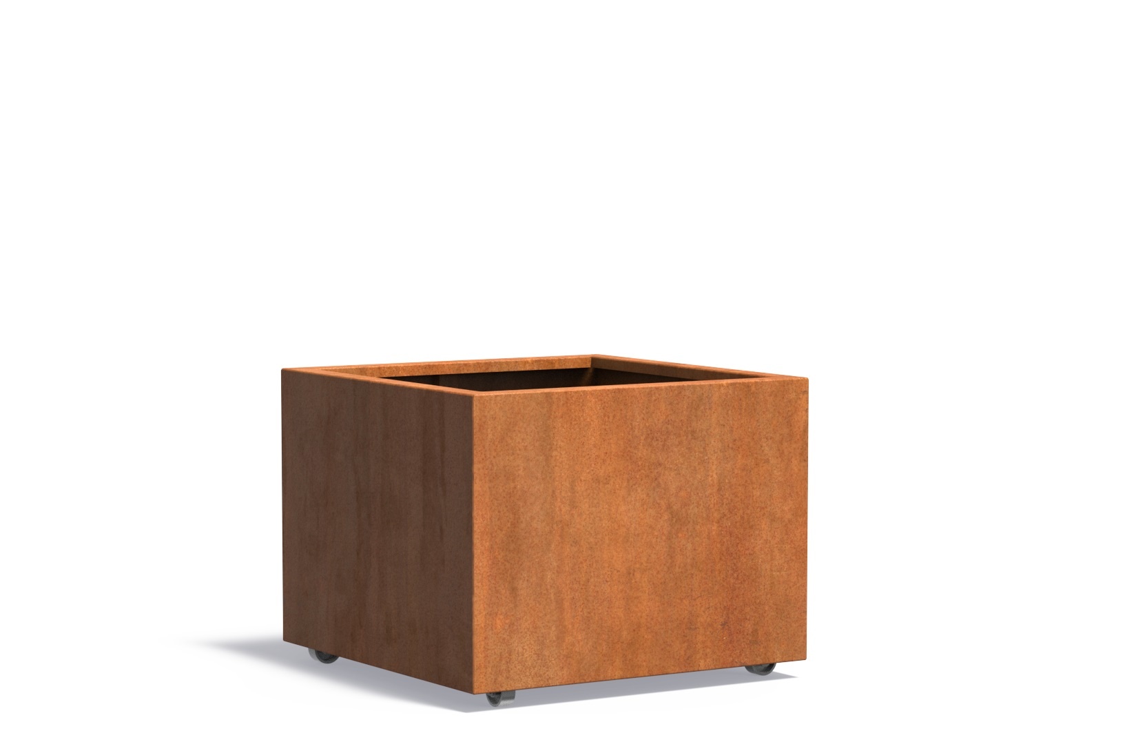 Cortenstaal plantenbak CARREZ met wielen 80x80x60cm. afbeelding