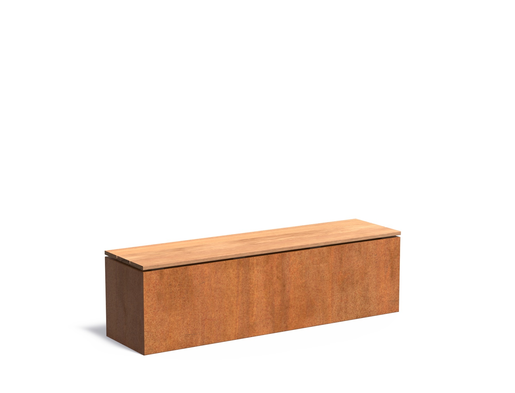 Cortenstaal sokkel met zitting 150x40x43cm. afbeelding