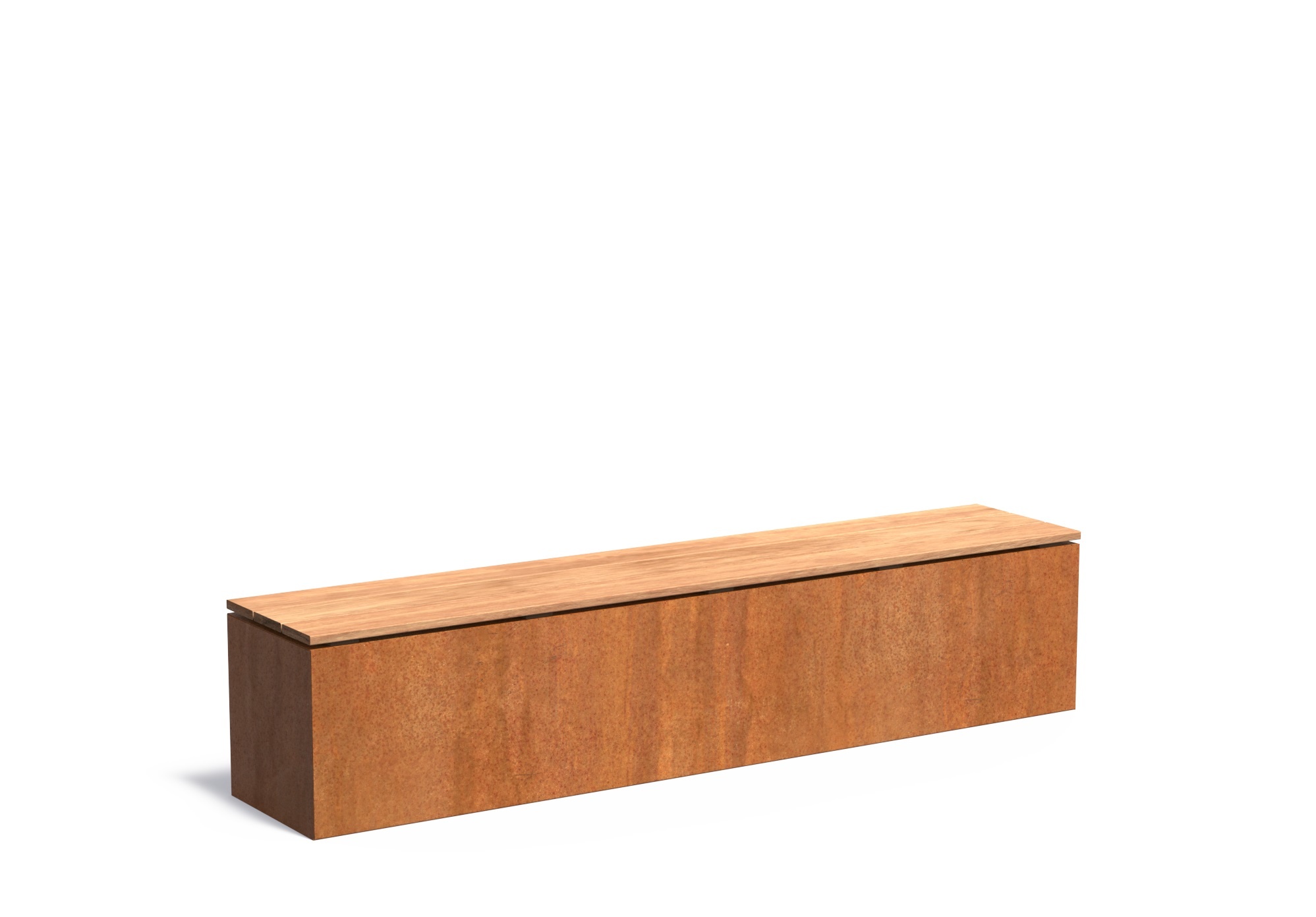 Cortenstaal sokkel met zitting 200x40x43cm. afbeelding