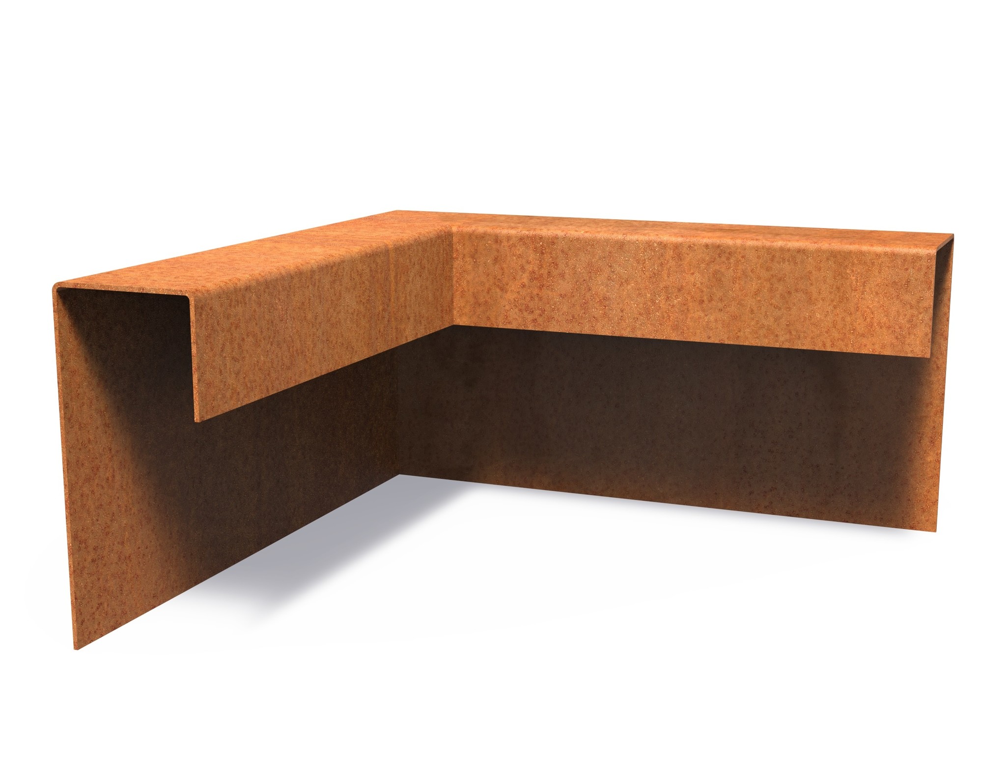 Cortenstaal overzetprofiel (6,4cm.) buitenhoek 30x30x15cm.. afbeelding