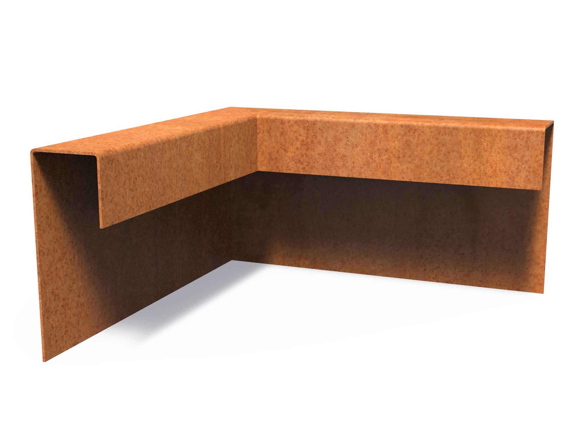 Cortenstaal overzetprofiel (5,4cm.) buitenhoek 30x30x15cm.. afbeelding