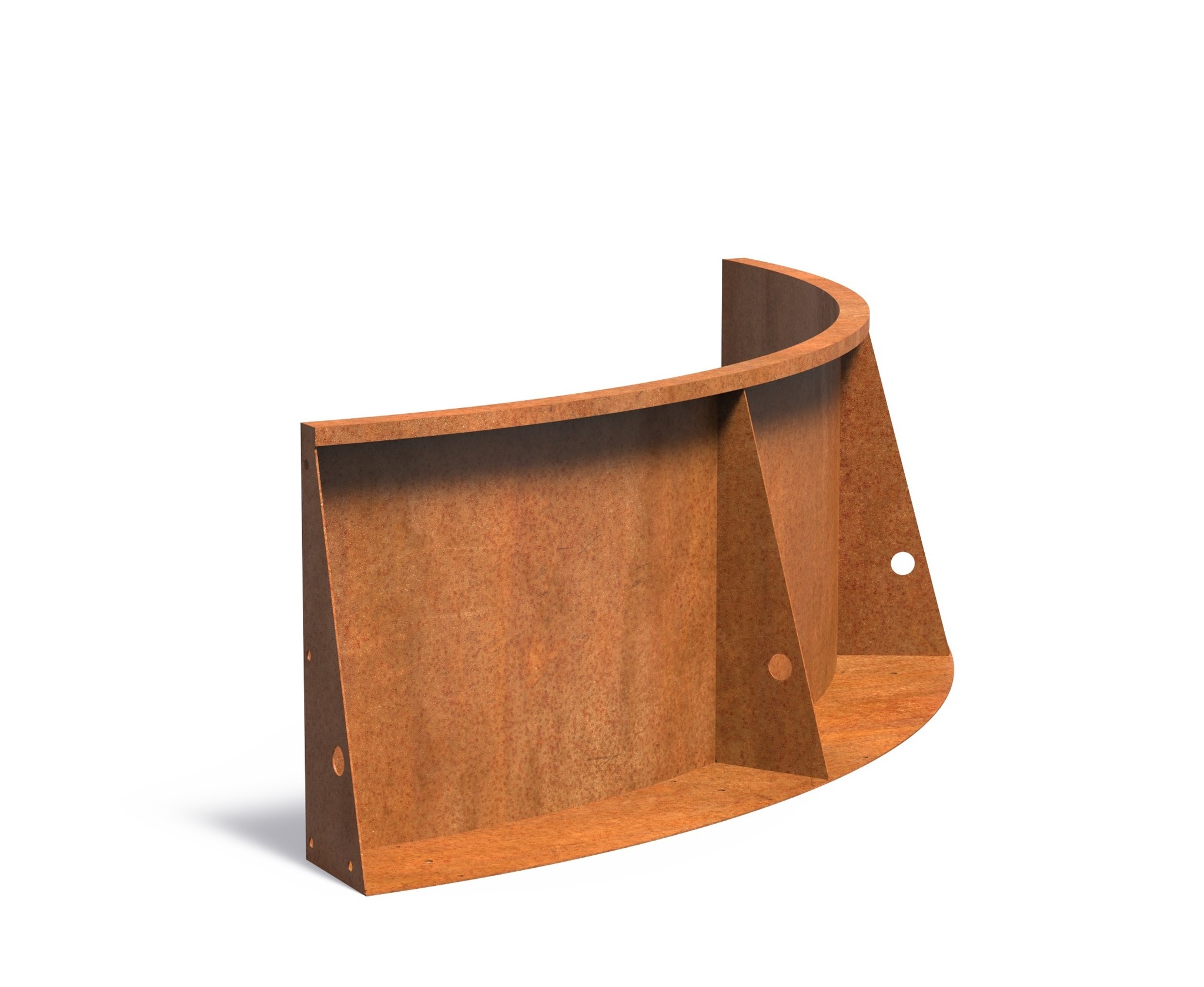 Keerwand cortenstaal binnenbocht 150x150x60cm. afbeelding