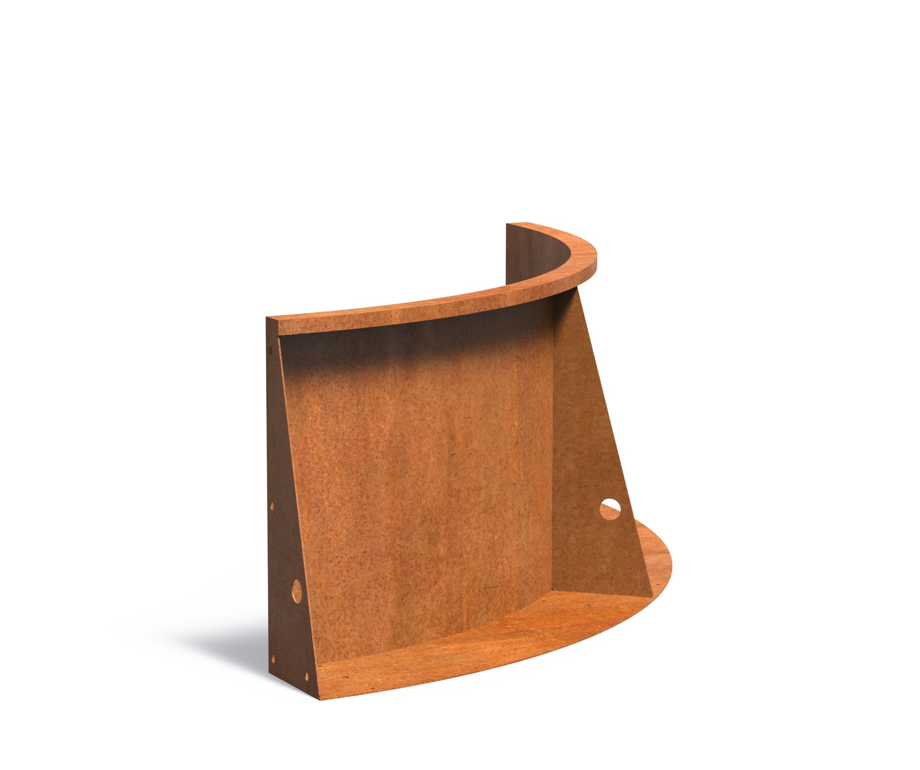 Keerwand cortenstaal binnenbocht 100x100x60cm. afbeelding