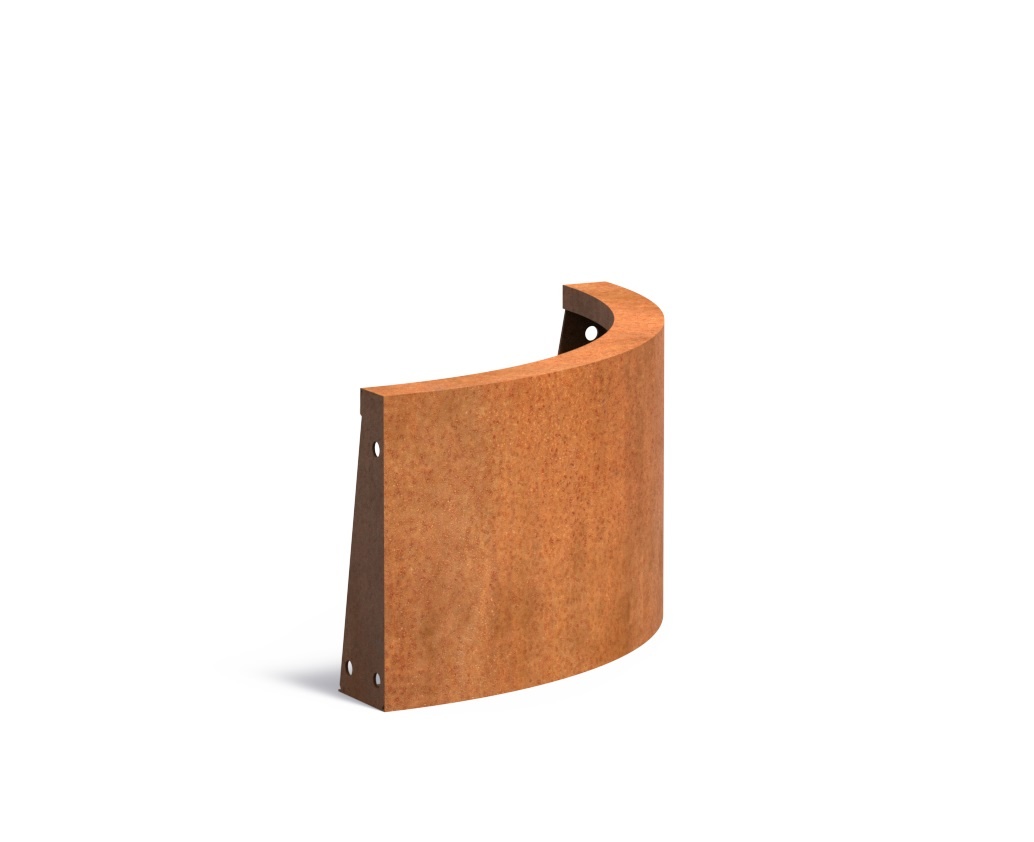 Keerwand cortenstaal buitenbocht 50x50x30cm. afbeelding