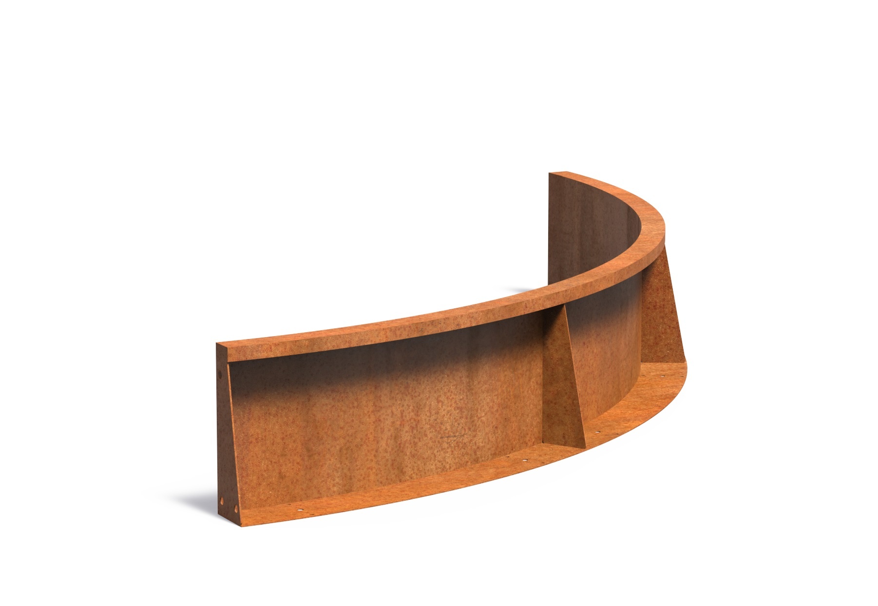 Keerwand cortenstaal binnenbocht 150x150x30cm. afbeelding