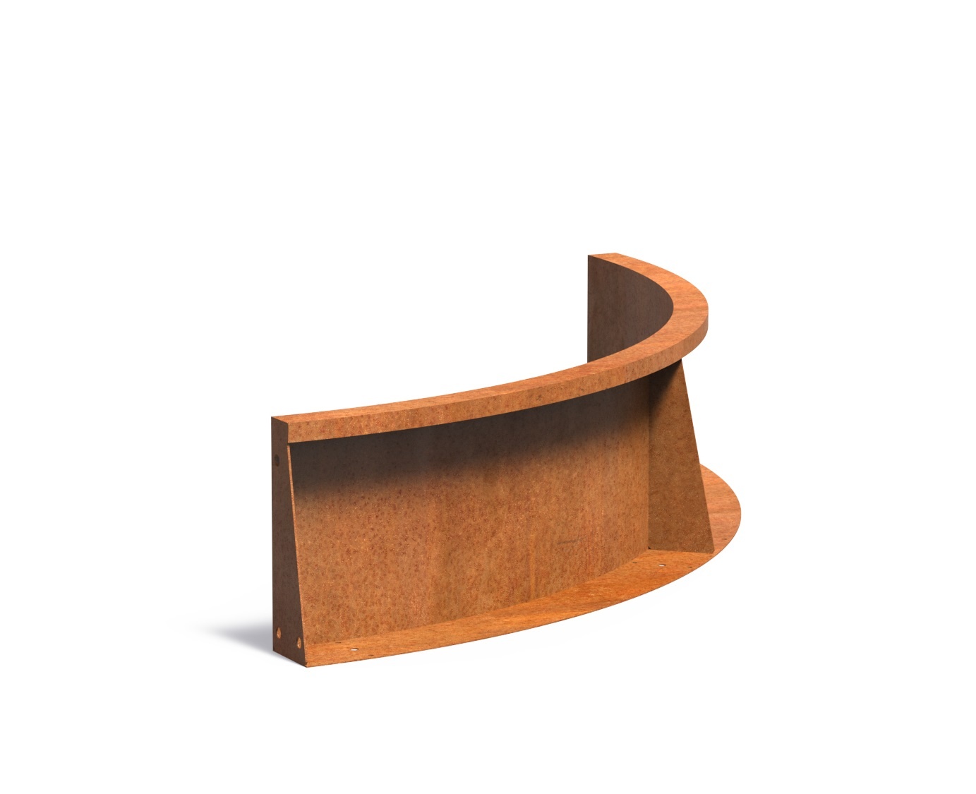 Keerwand cortenstaal binnenbocht 100x100x30cm. afbeelding