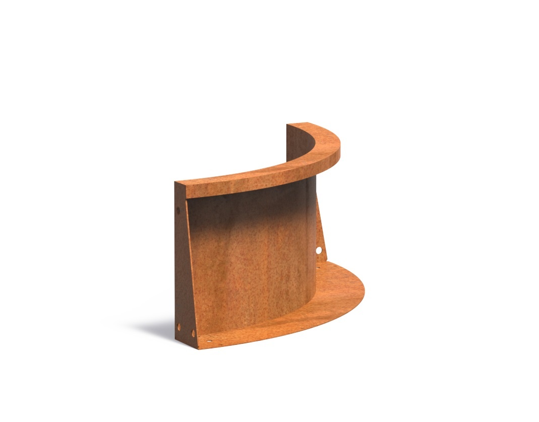 Keerwand cortenstaal binnenbocht 50x50x30cm. afbeelding