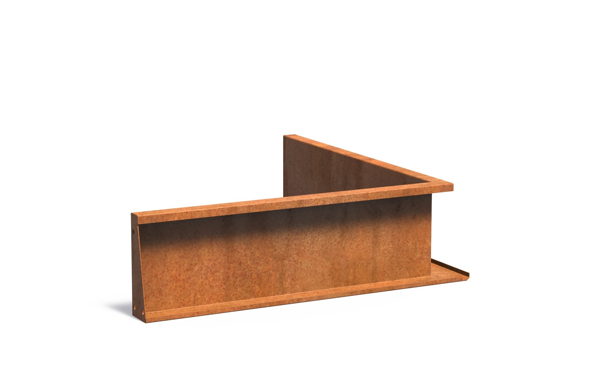 Keerwand cortenstaal binnenhoek 100x100x30cm. afbeelding