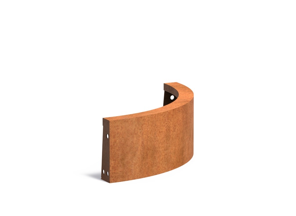 Keerwand cortenstaal buitenbocht 50x50x20cm. afbeelding