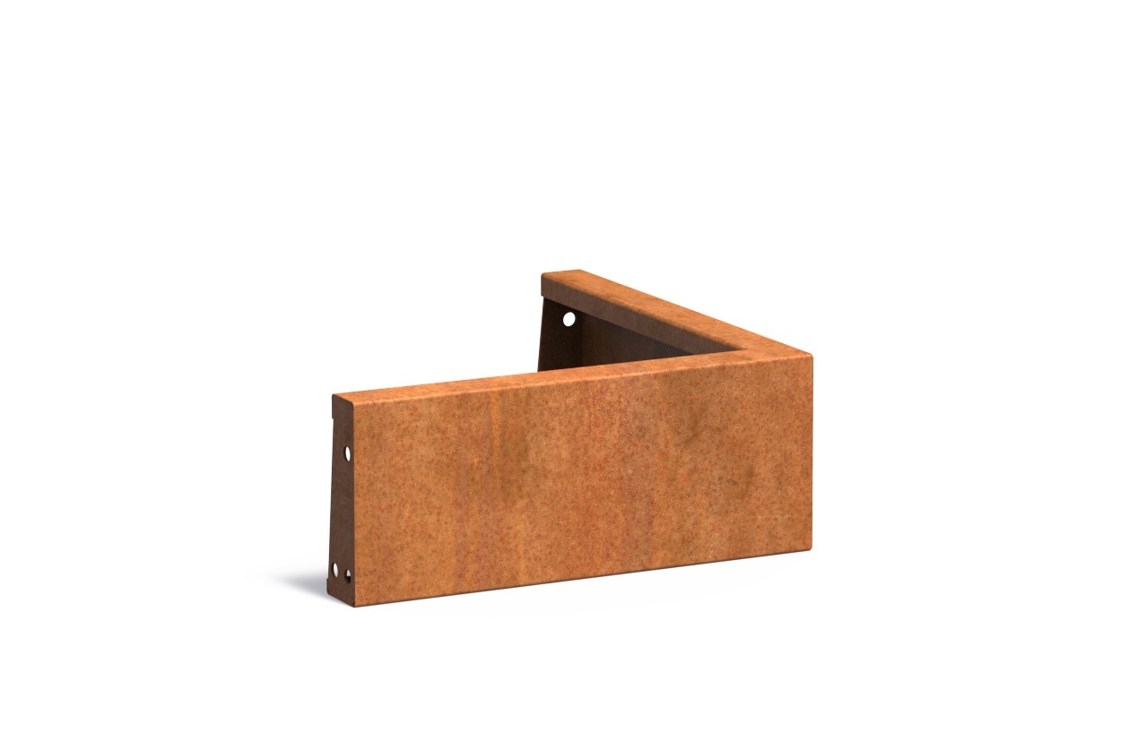 Keerwand cortenstaal buitenhoek 50x50x20cm. afbeelding