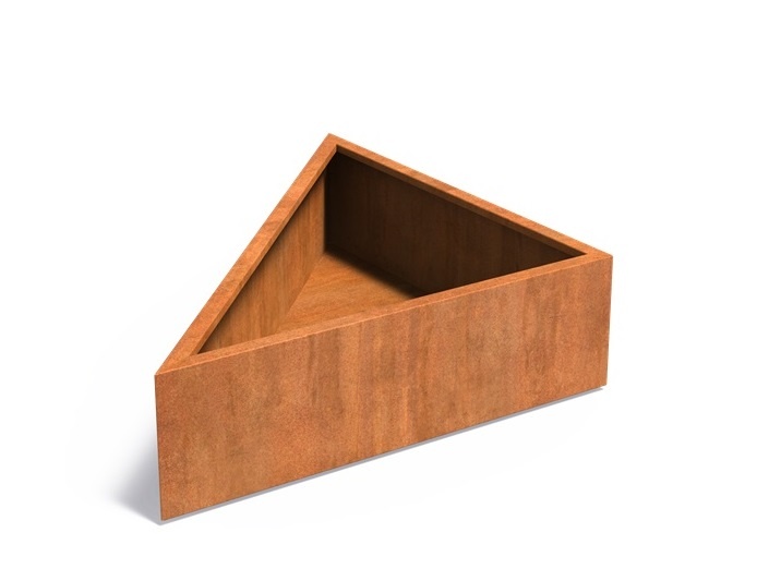 Cortenstaal plantenbak TRAINGLE 140x140x40cm. afbeelding