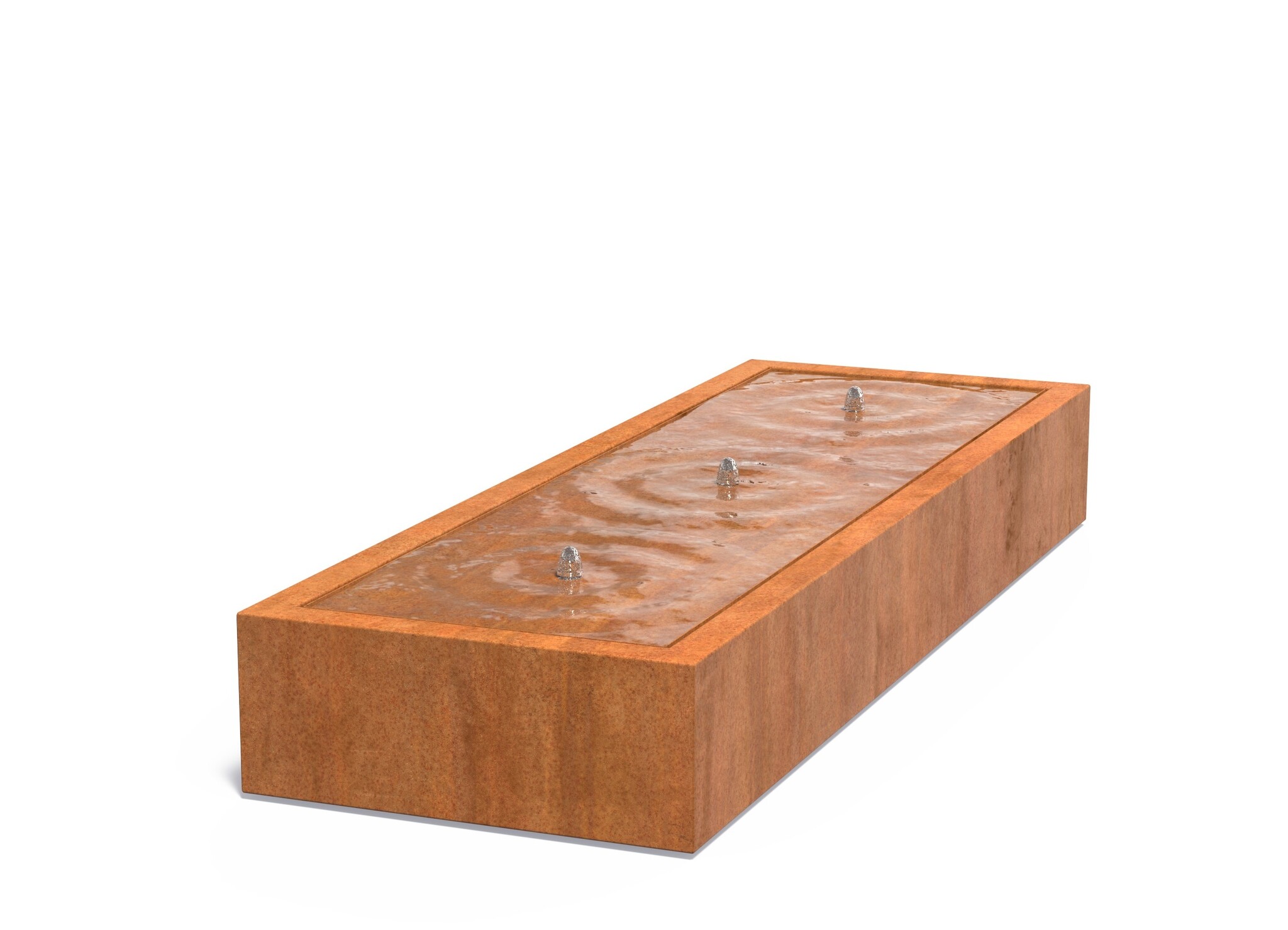 Watertafel cortenstaal rechthoek 300x100x40cm. afbeelding